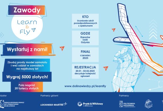 Informacja o projekcie „Learn&Fly” Fundacji Wspierania Edukacji przy Stowarzyszeniu Dolina Lotnicza